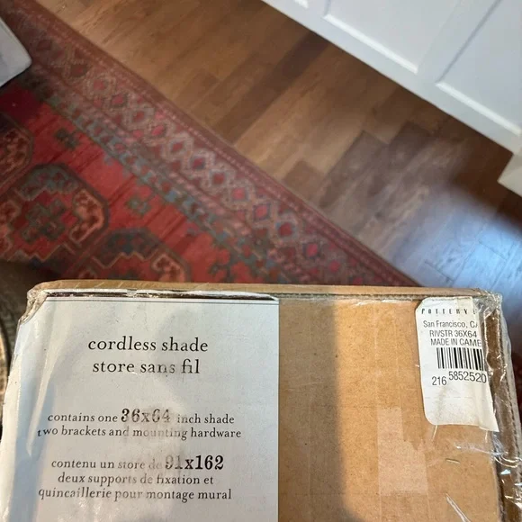 Pottery Barn Riviera Striped Roman Shade in Navy, 36x64, Blackout, New in Box - Picture 3 of 6